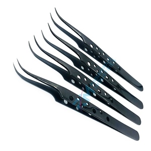Pince à épiler pour extensions de cils RMI, nouvelle conception tendance, noire, en acier inoxydable, pointe lisse, prise en main parfaite, 14 cm/12 cm - Product Image 4