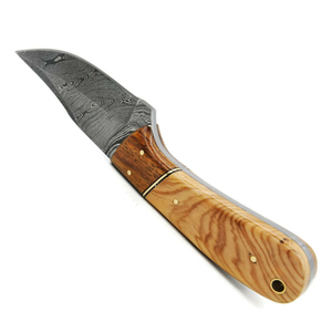 Cuchillo de Caza de Acero de Damasco con Hoja de Punta Clip, Mango de Madera, Hoja Fija de Borde Recto, Herramienta de Supervivencia para Camping - Product Image 3