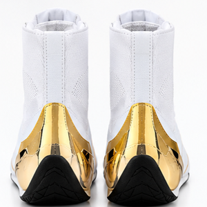 Botas de Motociclista Blancas hasta el Tobillo con Cierre de Velcro, Ligeras, Transpirables, de Cuero Genuino, con Detalles Dorados - Product Image 3