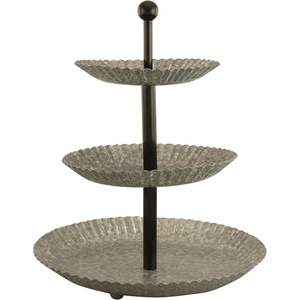 Rustic Farmhouse Decor 2 Tier Galvanized Metal Serving Tray Stand Durable Steel Round <b>Cupcake</b> Dessert Appetizer Display Platter - Product Image 2