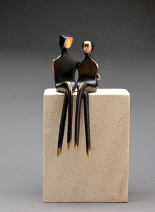 Sculpture élégante en bronze d'un couple amoureux, figurine romantique, statue d'art métallique artisanale, cadeau d'anniversaire intemporel, moderne - Product Image 5