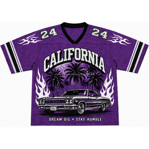 Custom <b>Men's</b> Mesh Graphic Jersey Streetwear Y2K Oversized Mesh T-shirt Football Jersey Style with Printed Design & V Neck - Product Image 1