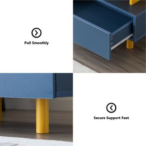 Comodino Moderno con Ampio Spazio di Archiviazione, Tavolino Laterale Giallo e Blu per Camera da Letto, Soggiorno e Sala Giochi - Product Image 3