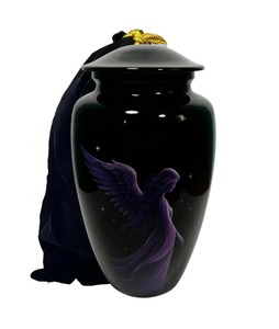 Urne funéraire Purple Angel, style européen et américain, en alliage, avec sac en velours, écologique, 10 pouces - Product Image 1