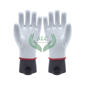 Cotton Knit Work <b>Gloves</b> Full Texture Anti-Slip Durable General Purpose Safety <b>Gloves</b> with Knit Wrist <b>Red</b> Trim - Product Image 1