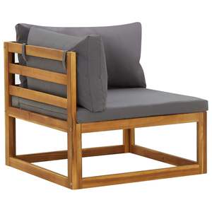 2pcs Dark Gray <b>Corner</b> Sectional Sofas with <b>Cushions</b> Patio Furniture Set - Product Image 2