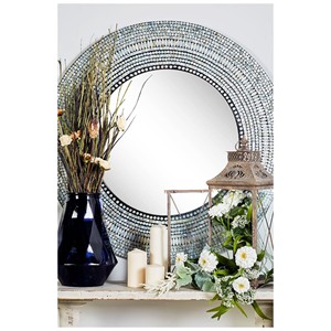 Handcrafted Willow Wood <b>Wall</b> <b>Mirror</b> 28x28 Rustic Round <b>Light</b> Brown Sustainably Sourced Bathroom Bedroom Decor India - Product Image 1