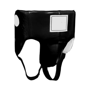Protège-entrejambe de boxe en cuir PU pour homme, couleur unie, fermeture auto-agrippante réglable pour adultes, équipement de sécurité sportive - Product Image 1