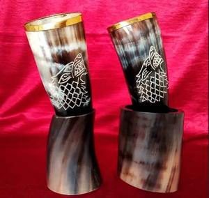 Viking Drinking Horn Handmade Genuine Buffalo Ox Horn <b>Beer</b> & Wine Cup Food Grade Eco Friendly Custom Size - Product Image 3
