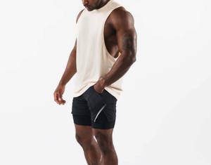 Camiseta sin mangas de punto transpirable de Spandex/Algodón, básica, informal, tipo camisola, ajustada para gimnasio, cuello redondo, 2027, para hombre, estilo urbano, 220g - Product Image 4