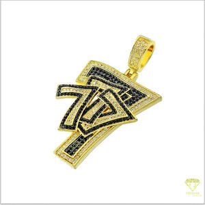 Custom Number <b>777</b> Pendant Iced Out Black White Moissanite Diamond Hip Hop <b>Necklace</b> Gold Plated Jewelry - Product Image 6