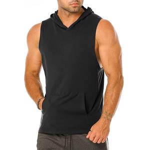 Camiseta sin mangas de algodón de primera calidad personalizada para culturismo, con capucha, para hombre. - Product Image 6