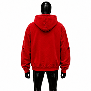 Sweat à capuche zippé RED ANGEL GRAPHIC, style streetwear, imprimé décontracté pour l'automne, effet vieilli, moderne, tendance, avec motifs artistiques rouges - Product Image 2