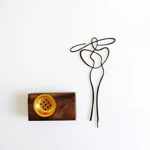 Wooden Incense <b>Burner</b> Set Gold and Black Wire Art Design Aromatherapy Decor All Season Use - Product Image 3