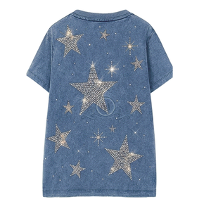 เสื้อยืดคอกลมผู้ชายแบบสั่งทำพิเศษ ตกแต่งโลโก้ด้านหน้าด้วยคริสตัล พร้อมลายพิมพ์กลิตเตอร์ เนื้อผ้าคอตตอน 100% ระบายอากาศได้ดี เนื้อผ้าหนา - Product Image 3