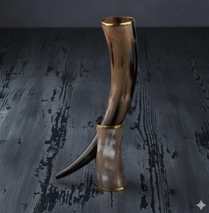 Handmade <b>Drinking</b> Horn with <b>Stand</b> Natural Ox Horn Viking Style Beer Wine Decorative Gift Festival - Product Image 2