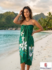 Custom Polynesian Sarong Hawaiian Pareo Floral Print Soft Fabric Tropical <b>Beach</b> Wrap OEM ODM Manufacturer - Product Image 3