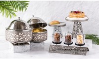 Unieke luxe roestvrijstalen buffet serveerset voor thuis, restaurant, hotel. Nieuw model.