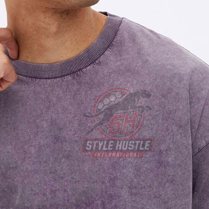 Camisetas de hombre con logo personalizado, de corte holgado, muy vendidas, con lavado ácido, último diseño, transpirables, 100% algodón, con lavado ácido. - Product Image 4