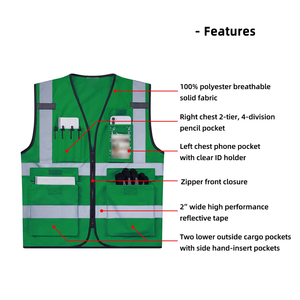 Chaleco de seguridad ajustable con rayas reflectantes de alta visibilidad para personal de mantenimiento, tripulaciones de limpieza, uniforme de gestión de instalaciones - Product Image 3