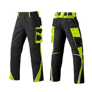 Pantalon de travail de sécurité bleu haute visibilité en coton multi-poches imperméable et respirant pour travaux de construction et extérieur unisexe - Product Image 2