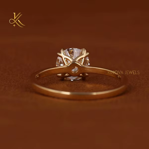 Bague de mariage en diamant de laboratoire de luxe plaqué or 14 carats, design classique, éclat étincelant, élégante, pour couple, bijou intemporel - Product Image 5