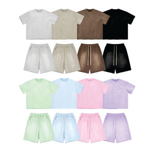 ชุดเซ็ตเสื้อผ้าสตรีทแวร์ผู้ชายสำหรับฤดูร้อน ผ้าฝ้ายแท้ 100% ทรงหลวมสำหรับออกกำลังกาย  รับสกรีนโลโก้ ผ้าเฟรนช์เทอร์รี่ ชุดเซ็ตเสื้อและกางเกงขาสั้นโอเวอร์ไซส์สำหรับผู้ชาย - Product Image 6