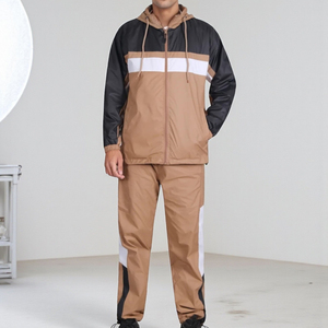 Ensemble de sport 2 pièces pour homme, imperméable et respirant, avec capuche, haut à manches longues zippé et pantalon, idéal pour l'hiver (Marque Blanche) - Product Image 2