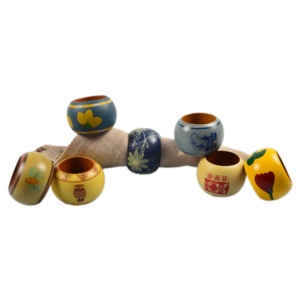 Handmade Painted Design Napkin Holders for Tableware Festive Wedding <b>Party</b> Decor With Colored Design Napkin Ring - Product Image 1
