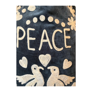 Elegante Bolso Tote de Terciopelo con Bordado de Amor y Paz, Bolso de Mano Estiloso para Uso Diario, Viajes, Compras y Accesorios para Fiestas - Product Image 2