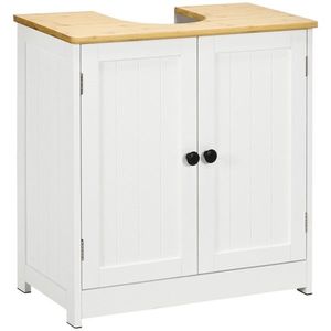 Crystal White Pedestal Sink Storage Cabinet with Double Doors Dark Walnut AS Bathroom Shelves - Product Image 1