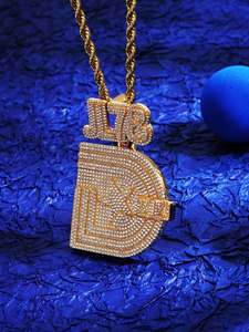 Colgante de Letra Personalizado con Diseño de Dibujos Animados y Moissanita, Chapado en Oro Rosa, Plata de Ley 925, Joyería Hip Hop con Inicial - Product Image 1