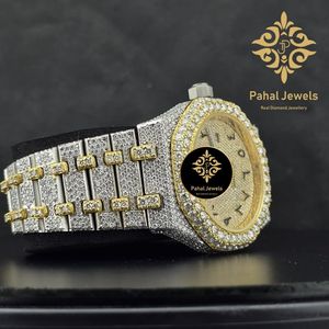 Reloj Mecánico Analógico Iced con Incrustaciones de Diamantes, Dos Tonos, Correa de Buceo de 18 mm, Reloj de Pulsera, Joyería de Moda de Lujo - Product Image 2