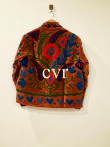 Chaqueta de Terciopelo Marrón Bordada con Cuello Mao, Manga Larga, Estilo Bohemio, Estampado Floral, Cierre de Cremallera, Ropa Exterior para Mujer - Product Image 3