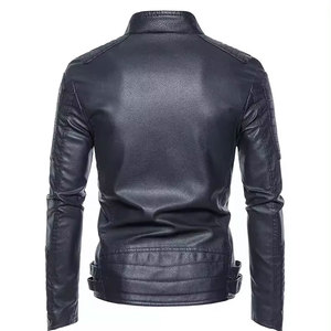 Econex Sports <b>Men's</b> Slim Fit PU Leather Windproof Casual Moto <b>Jacket</b> Rivet Turn-down Collar Zipper Closure Solid Color Regular - Product Image 6