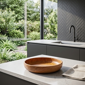 Bol à salade et assiette creuse en bois de teck massif de qualité alimentaire, antiadhésif, résistant à la chaleur, écologique, de qualité supérieure, style balinais - Product Image 3