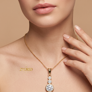 Collier pendentif tendance pour femme en diamant de laboratoire plaqué or 18 carats et rhodium - Product Image 3