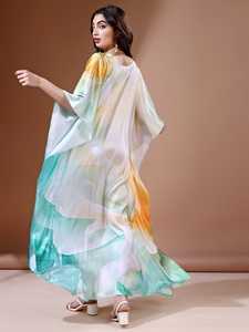 Hot Sale Designer Turkish Style <b>Kaftan</b> Kurta Women Polyester Handmade Batwing Sleeves Regular Fit Flared Hem Short Party - Product Image 3