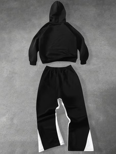 Custom Men's Midweight Polyester/Cotton Fleece 2-in-1 Vintage Oversized Pullover Hoodie Set Straight Leg Sweatpants 300g for - Product Image 2