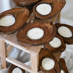Bougie parfumée à la noix de coco, bol en coquille de coco naturelle, cire de soja, bougies de luxe, décoration de la maison - Product Image 6