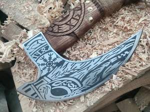 Couteau à pizza LEGACY BLADES en acier au carbone avec manche en bois antidérapant, lame tranchante, design durable - Product Image 4