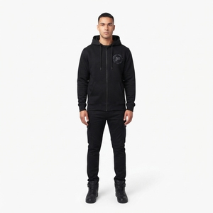 Premium Heavyweight 400GSM Cotton Fleece <b>Full</b>-<b>Zip</b> <b>Hoodie</b> for Men-Custom OEM Streetwear Outerwear with Double-Layer Collar - Product Image 1