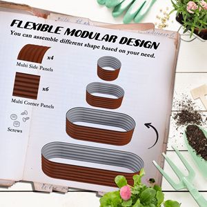 Brown Galvanized 6.4 ft Planter Boxes with Safety Edging for <b>Vegetable</b> Gardening and Nursery <b>Pots</b> - Product Image 4