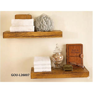 Ensemble de 2 étagères murales flottantes à double niveau en bois pour salle de bain, cuisine et salon - Étagères de rangement modernes - Product Image 2