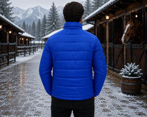 เสื้อเบสเลเยอร์ผู้ชาย Tough Tack สีน้ำเงิน ผ้าโพลีเอสเตอร์น้ำหนักเบา แบบควิลท์ แห้งเร็ว ปิดซิป ทรงหลวม สีพื้น สำหรับกีฬาขี่ม้า - Product Image 6