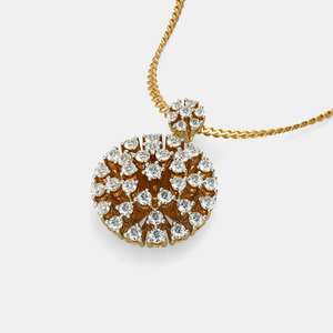 Yellow Gold Sunburst Floral Lab Grown Diamond Pendant Necklace - Product Image 4