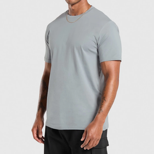 Camiseta de Manga Corta para Hombre, Color Gris Claro, Cuello Redondo, Corte Regular, Estilo Jersey Informal, 100% Algodón - Product Image 1