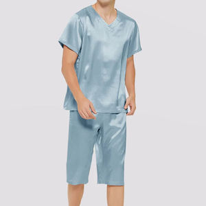 Fashionable Breathable Plus Size Summer Winter Luxury Casual Elegant <b>Men's</b> Sleep Wear Set High Quality Polyester/Cotton - Product Image 2
