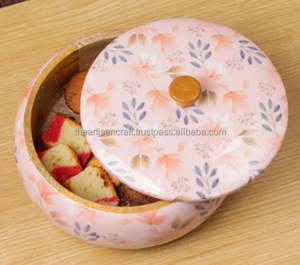 Blossom Nautical and Love Style Handcrafted Polished <b>Wood</b> Roti <b>Box</b> <b>with</b> <b>Lid</b> Artisan Craft Natural Crafts for Souvenir Use - Product Image 2