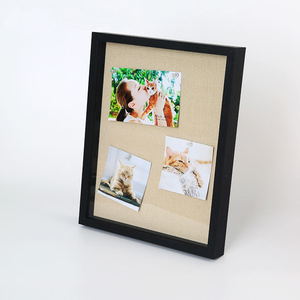 Linen <b>Photo</b> <b>Frame</b> <b>Black</b> 11x14 Wooden Picture <b>Frame</b> Shadow Box with Nails - Product Image 1